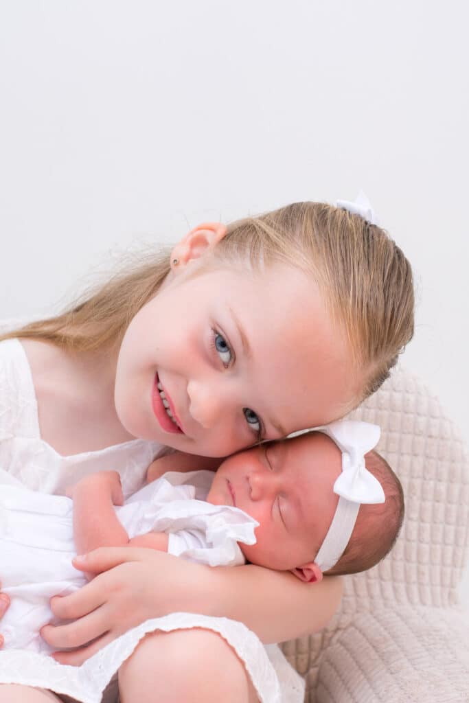 Courtney Jane Photography London Newborn Photo Baby Sleeping Sister Girl